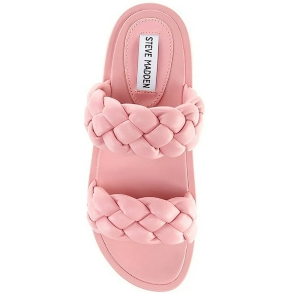 Steve Madden Hillary Pink Slip On Rounded Open Toe Platform Braided Sandal SZ 8 - Picture 1 of 12